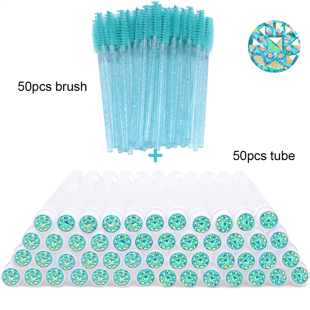 50pcs mascara brush tube with crystal eye black stick mascara brush comb sponge container mascara brush application makeup tool 241008