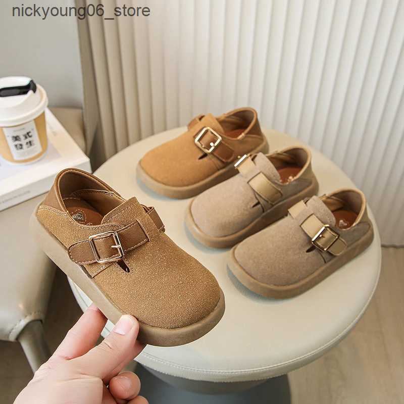 Boots 2024 New Boys Casual Shoes Children Fashion Buckle Round-toe Britain Style Girls Loafers Versatile Breatheable Kids Unisex Shoes L240910