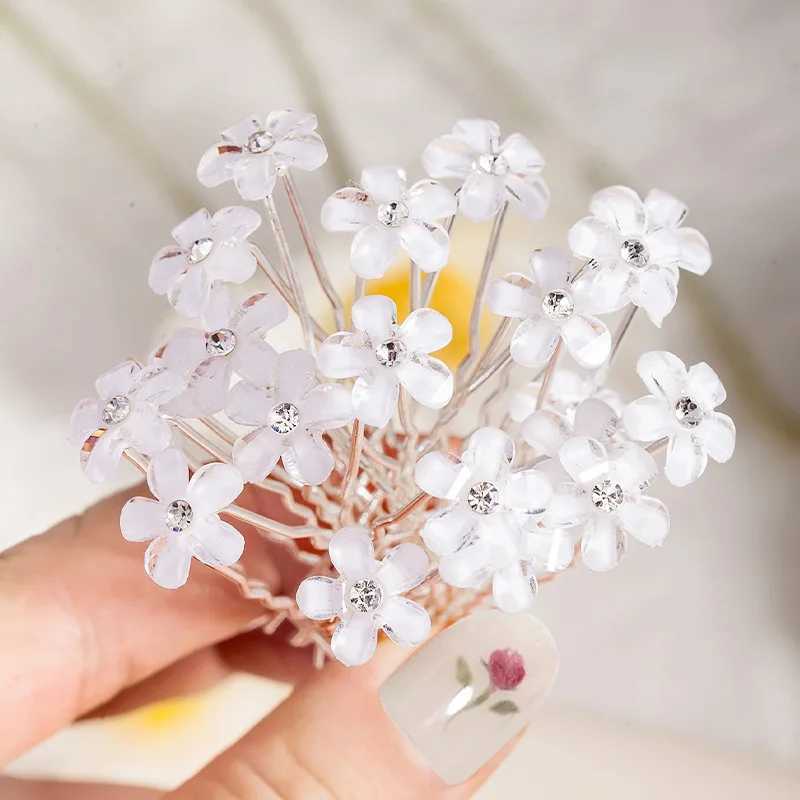 10 fashionable wedding bridal pearl flower transparent crystal rhinestone hair clip bridal hair accessories W2410071