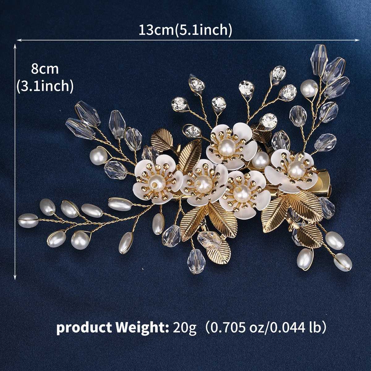 Latest Pearl Water Diamond Bridal Hair Clip Luxury Handmade Beaded Flower Barrel Headwear Bridal Wedding Jewelry Accessories W241007