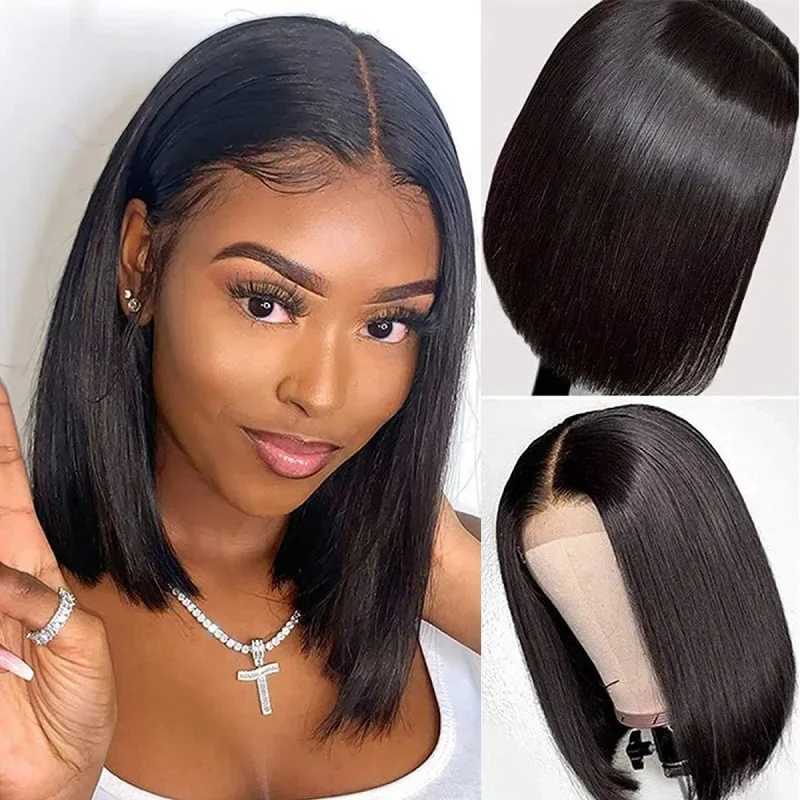 Womens Black Short Straight Bobo Wig High Temperature Fiber Non-front Lace Head Cover European American StyleXJ241008