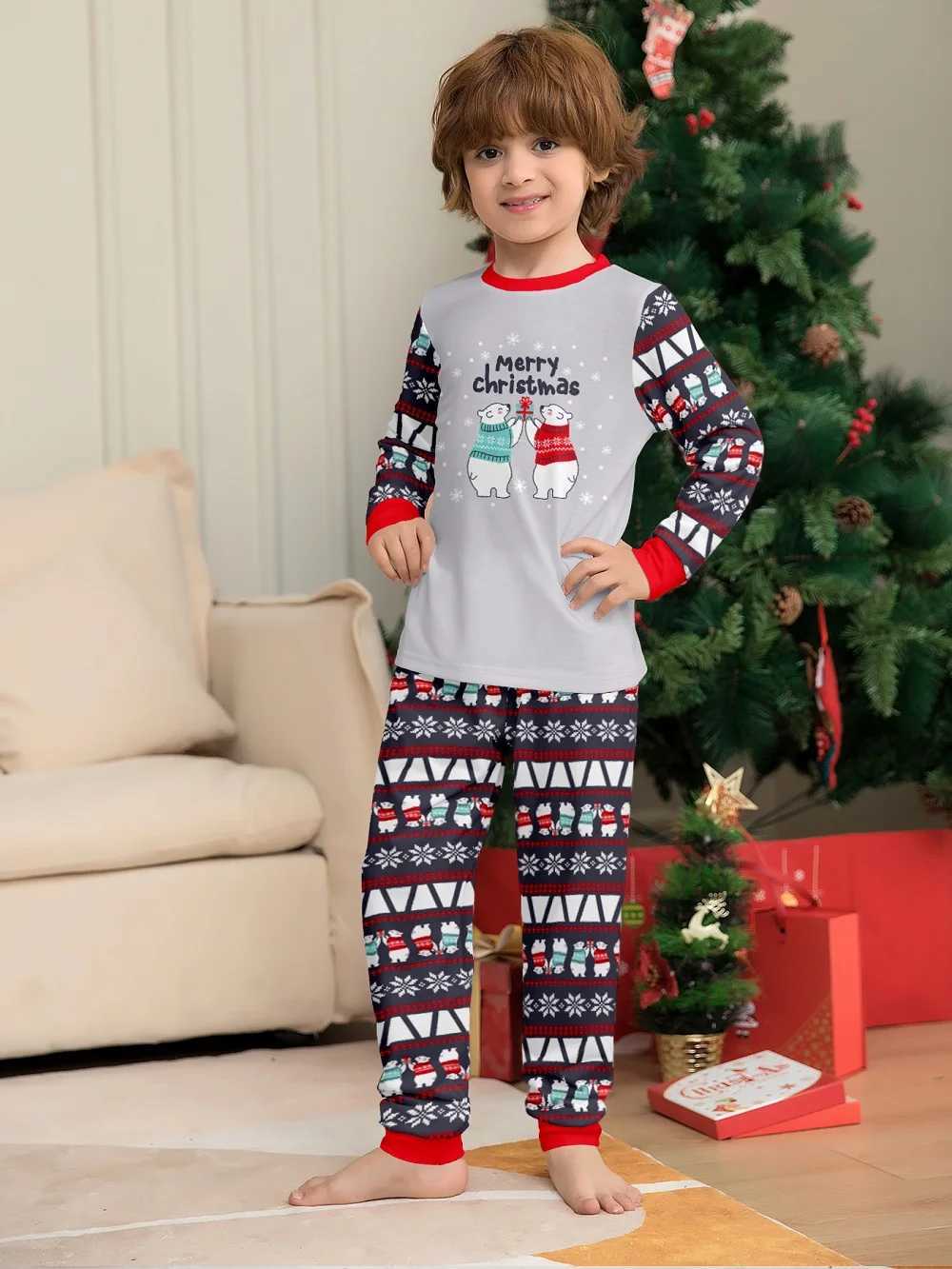 Christmas Family Matching Pajama Set Adult and Childrens Pajama Top+Pants Family Appearance Christmas Pajama Set Baby Boys and Girls jumpsuit W241008