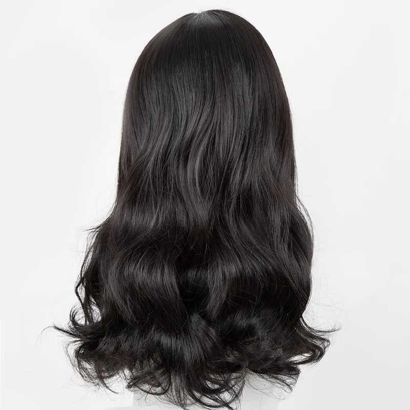Cosplay Wig Fei-Show Synthetic Heat Resistant Medium Curly Middle line Women Black Hair Costume Halloween Carnival HairpieceXJ241008