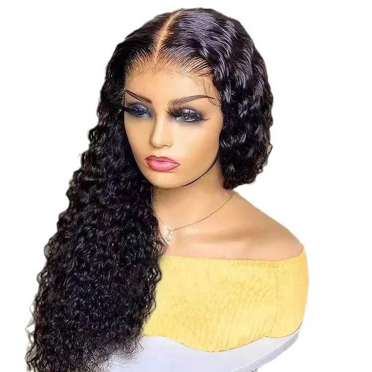 Lace Front Wig for Women Ombre Black Parted Long Deep Wavy Hair Afro Wig Human Hair Lace Frontal WigsXJ241008
