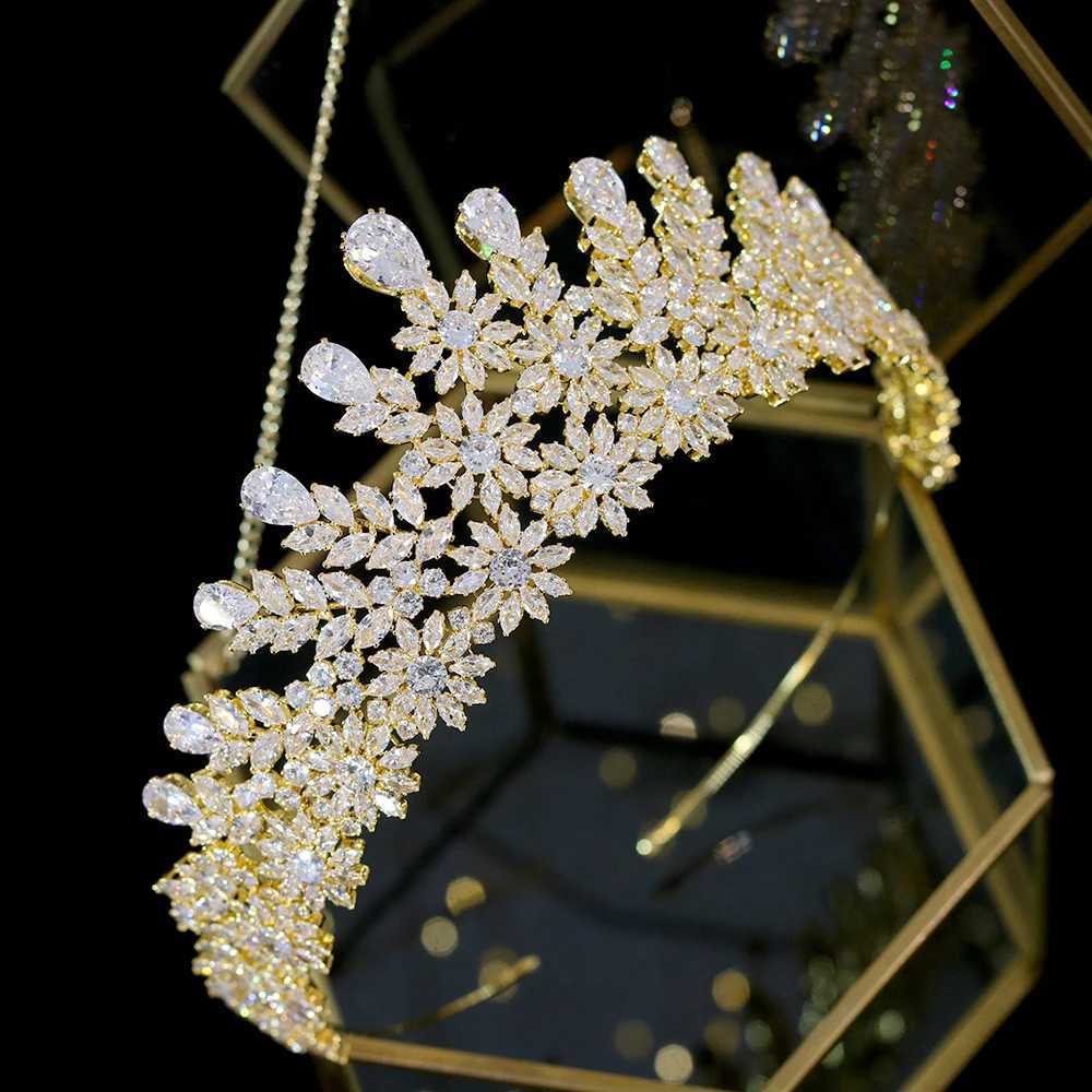 ASNORA Shining Bridal Jewelry Tiaras Large Cubic Zirconia Water Drop Crown Crystal Head with Wedding Hair Accessories W241007