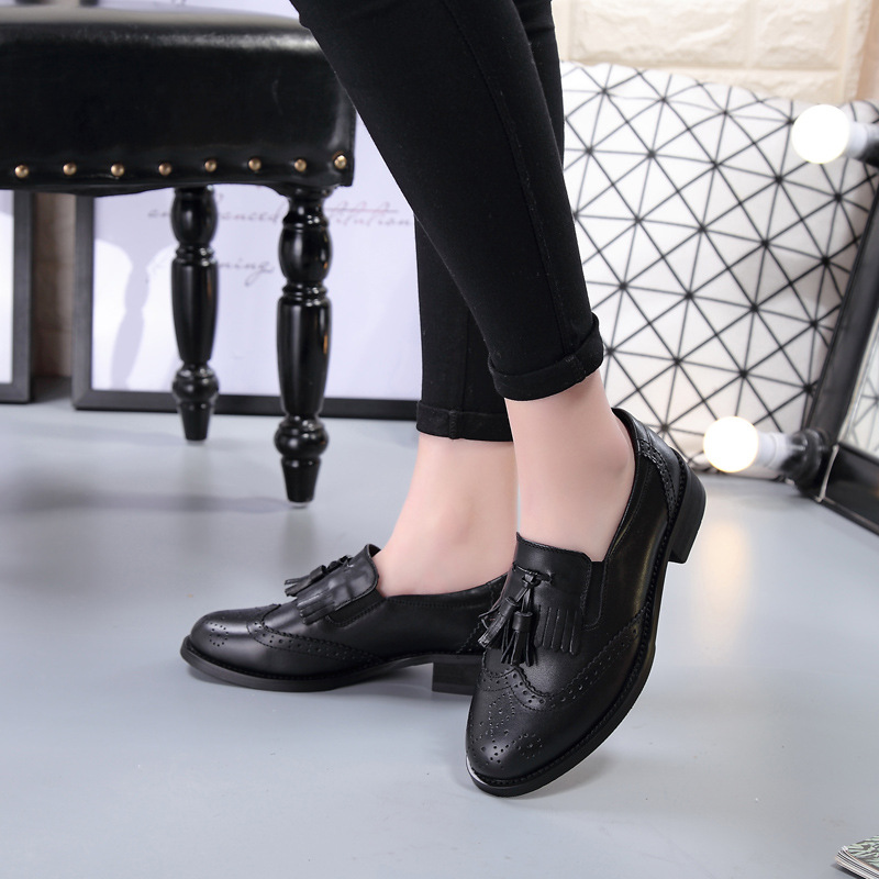 British style Brock tassel carving retro hundred with college style European station footwear professional small leather shoes female