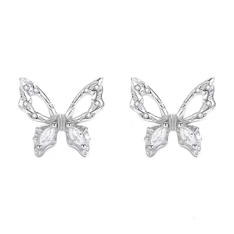 needle texture irregular butterfly for women, earrings with a cool and trendy style, niche in 2024