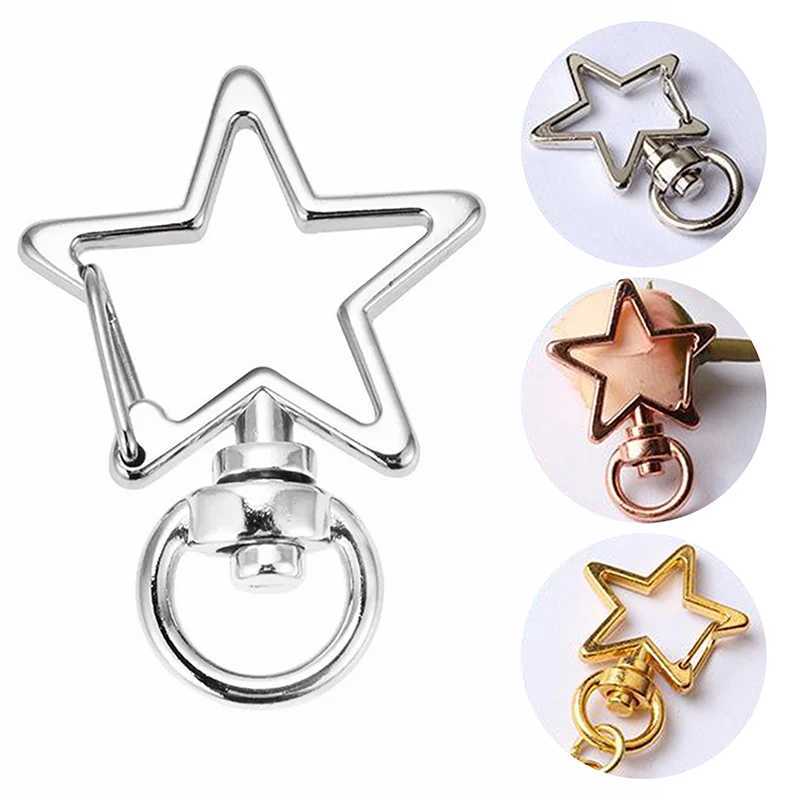 10pcs New Cute Star Pentagram Hollow Key Chain Key Ring Keychain DIY Accessories Lobster Clasp Jewelry Making FindingsX241008