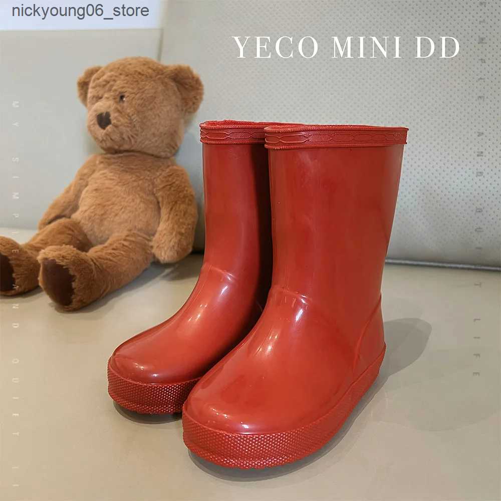 Boots 2023 Spring Summer New Childrens Rain Shoes Cute Cat Little Baby Rain Boots Boys Girls Medium Waterproof Boots Beach Shoes L240910