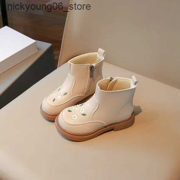 Boots Plush Kid Boot Autumn Warm Princess Boot Two Cotton Ankle Boot Fashion Leather Boots Small Medium-sized Kid Girl Boots Kid Shoes L240910