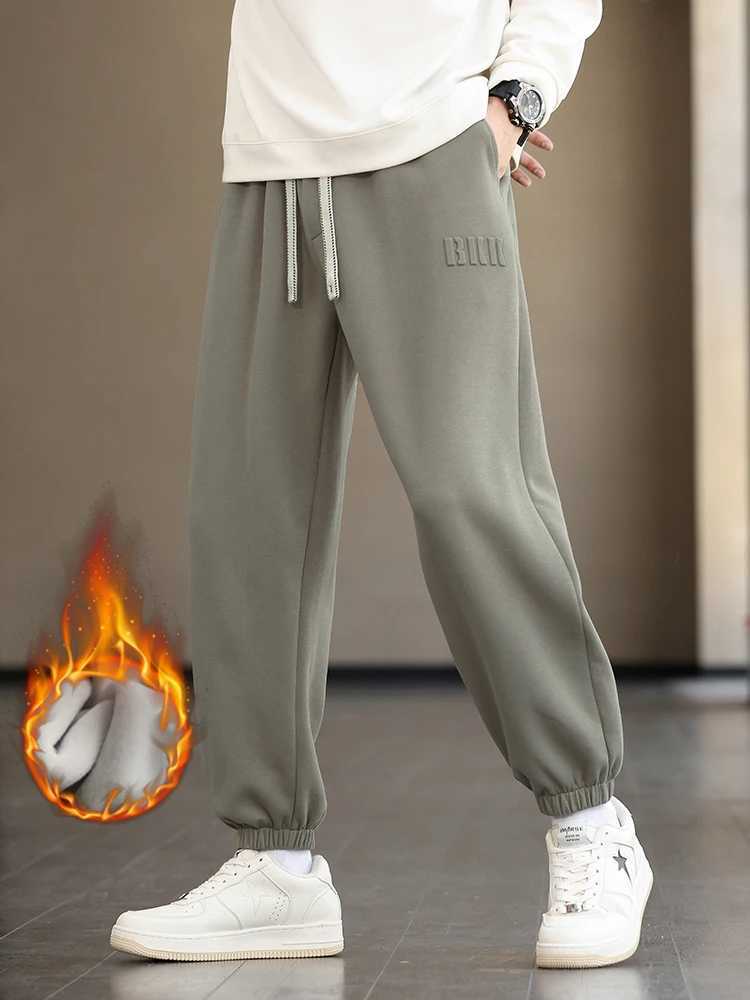 Winter Thick Velvet Warm Sweatpants Men Streetwear Drawstring Cotton Casual Jogger Pants Male Loose Thermal Fleece Trousers 8XLX241008