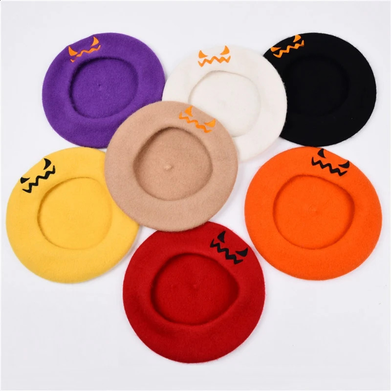 Embroidery Eye Halloween Party Unisex Beret Paint Hat Solid Color Spring/Summer Fashion Womens Hat Halloween Hat 241007