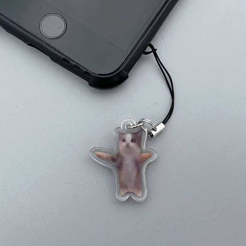 Funny Banana Cat Acrylic key Chain /Mobile phone Lanyard Small Pendant Maxwell Chain Fobs Happy Banana Cat KeychainX241008
