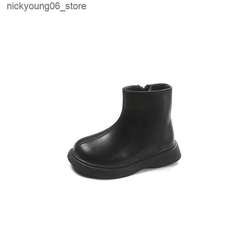 Boots New Childrens Autumn Boots Simple Classic Black Boots for Girl School Versatile Kids Causal Fashion Boys Ankle Boots Matte PU L240910