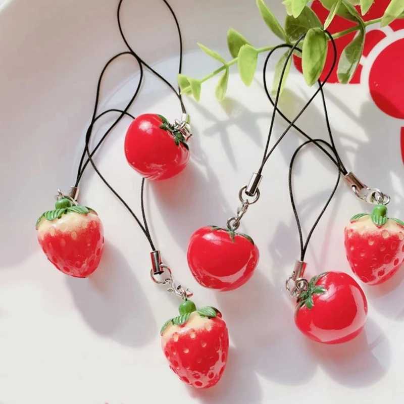 Acrylic Tomato Keychain Adorable Strawberry Bag Keyring Fruit PendantX241008