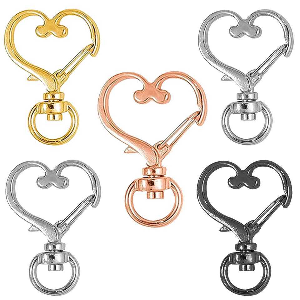 20PCS Keychain Clip Metal Spring Snap for DIY Keychain Hanging Buckle and Bag Accessories Creative Key Ring Heart Shape DesigX241008