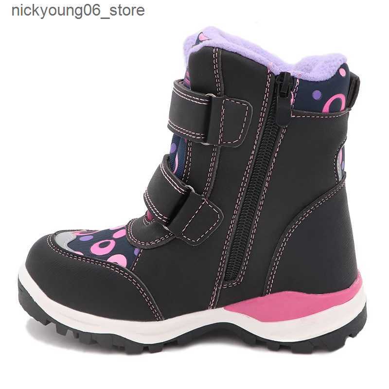 Boots Cute eagle Winter Girls Boots Warm Wool School Outdoor Cute Baby Zipper Boots Plush Rubber Winter Snow Boots Girls EU Size 27-32 L240910