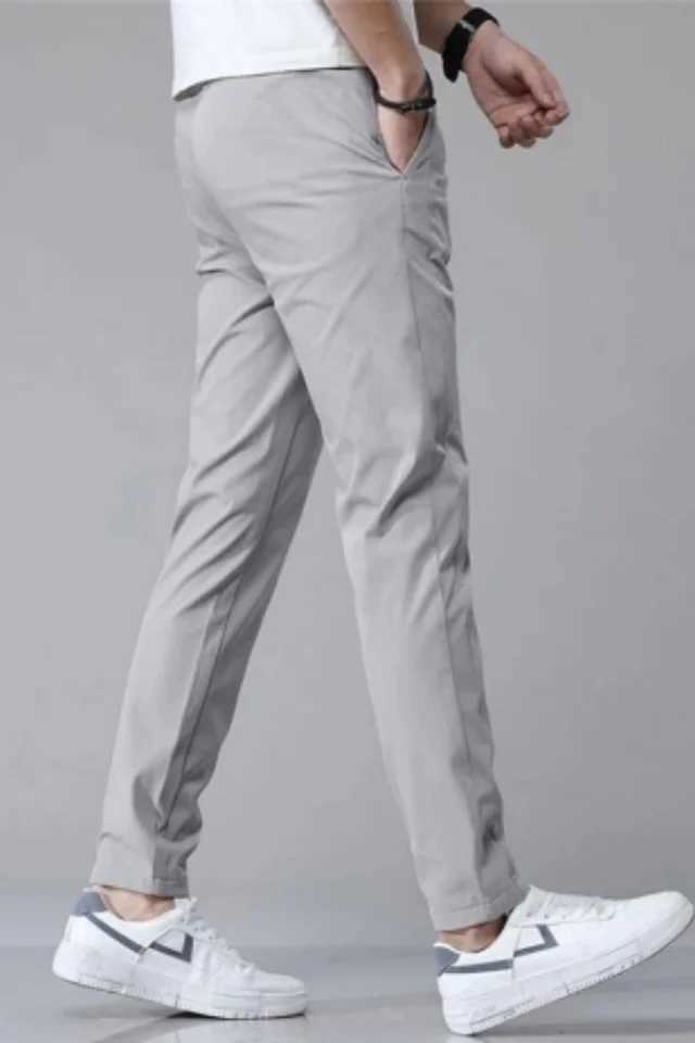 New Spring Summer Mens Casual Pants Slim Pant Straight Thin Trousers Male Fashion Stretch Khaki Jogging M-5XLX241008