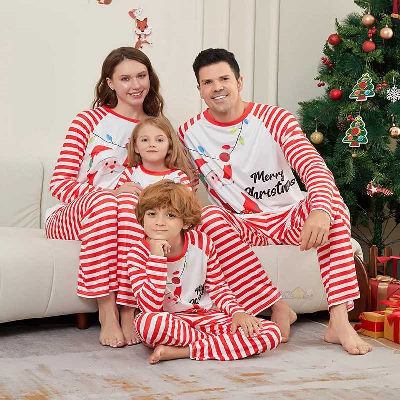 Christmas Family Pajama Matching Set 2025 News Adult Childrens Pajama Set Baby Pants Casual Pajama Family Appearance W241008