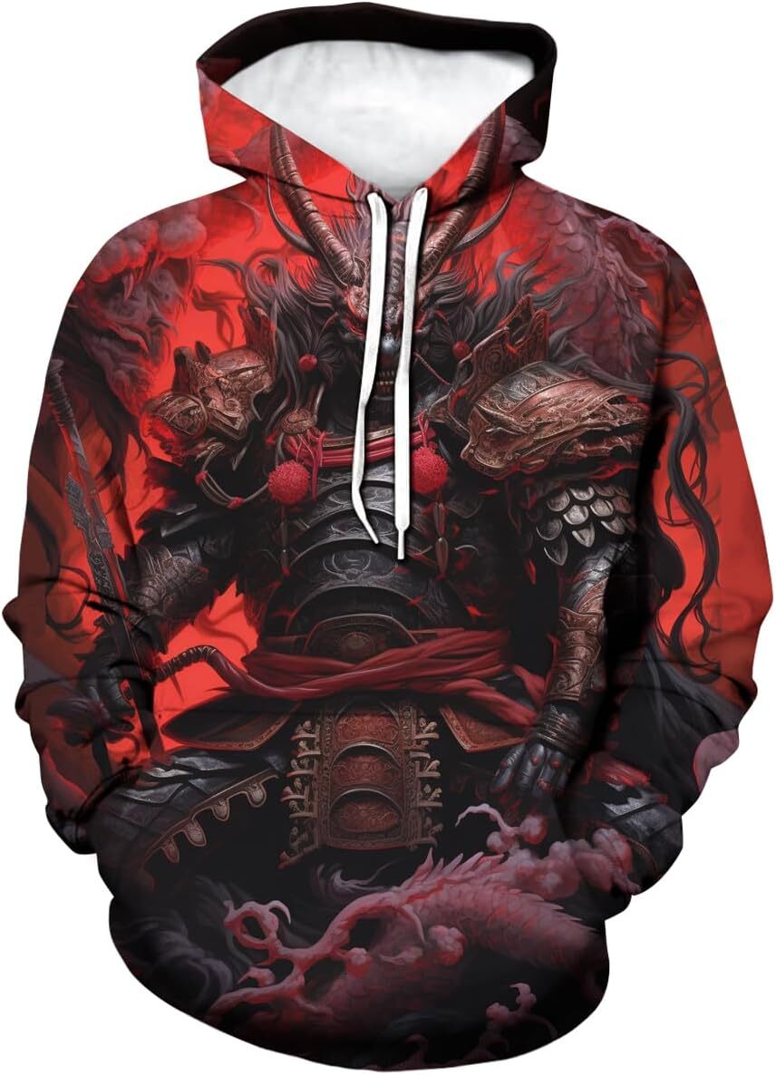 Hoodie for Mens Womens Japanese Bushido Hoodie Vintage Samurai Casual Long Sleeve Pullover Hoodies Graphic Hoodies sweatshirt Pullover Long Sleeve com
