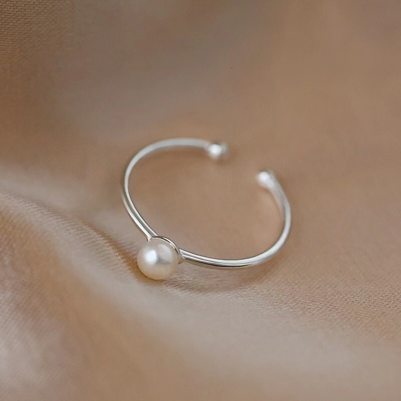 pearl niche, light luxury, high-end, tail female index finger open ring, plain ring