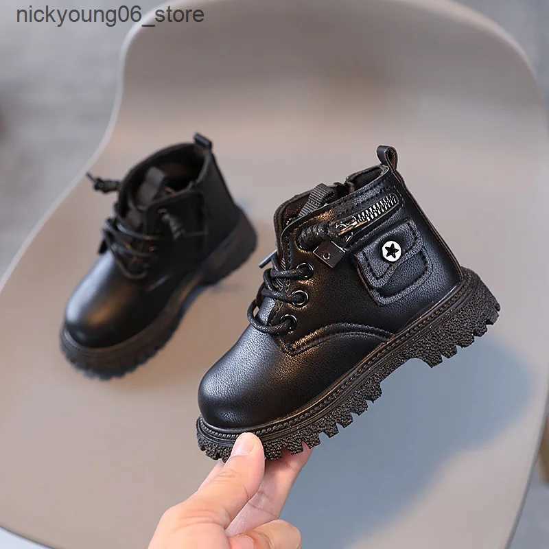 Boots Spring Autumn Children Ankle Boots Classic Simple Black Boots for Girl Fashion Causal Kids Boots for Boys Leather Versatile Soft L240910