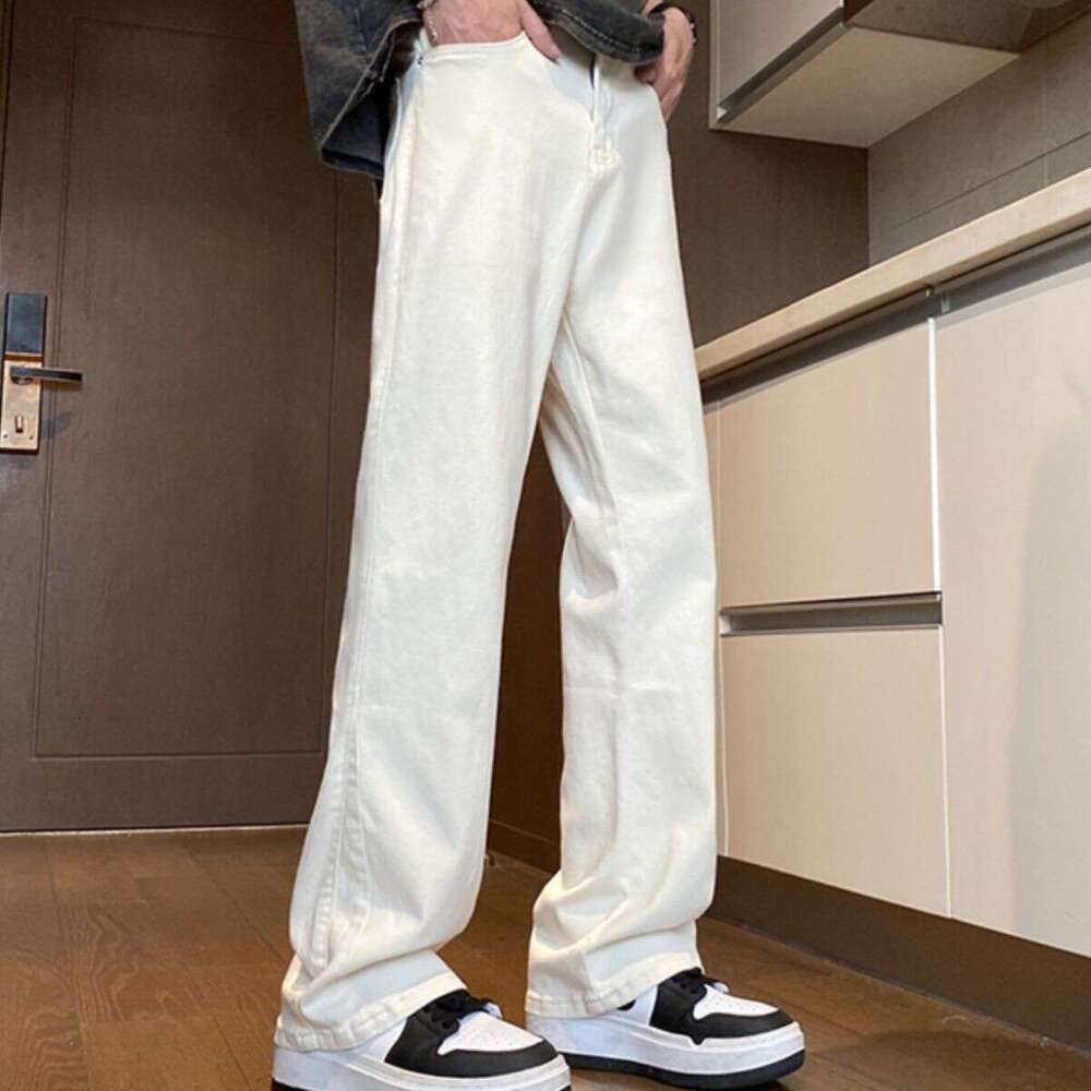 Summer Black American Jeans For Male High School Students, Trendy American High Street Versatile, High End, Show Off Leg Length, Micro Pull Up Pants
