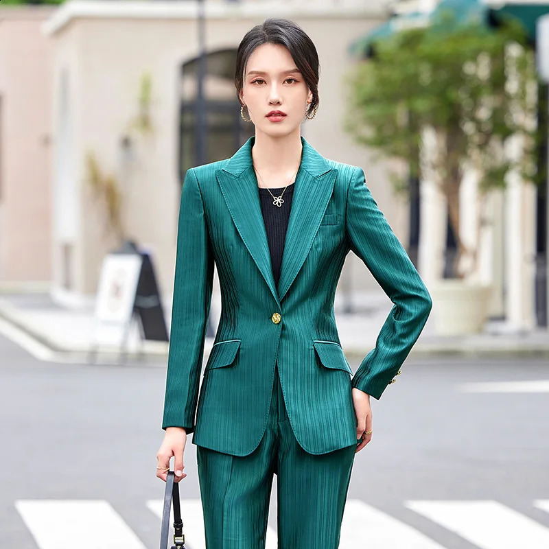 Fashion Spring and Autumn Womens Pants Set Womens Pants Womens Work Clothes Jacket and Trouser Form 2-piece Set 240927