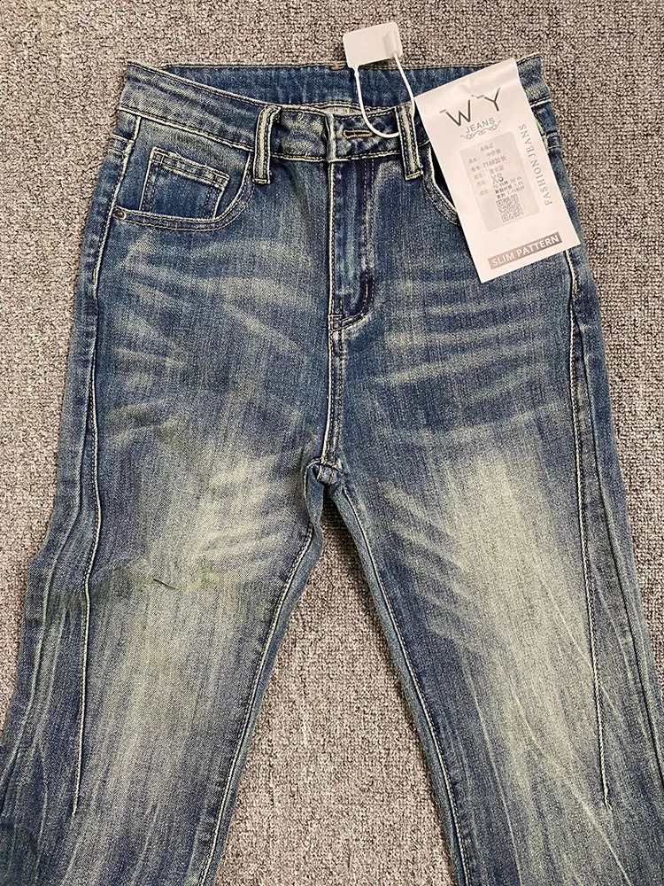Womens Blue Jeans Vintage Korean Baggy Cowboy Pants Harajuku Wide Denim Trouser 90s Aesthetic Y2k 2000s Trashy Emo Clothes 2023 241007