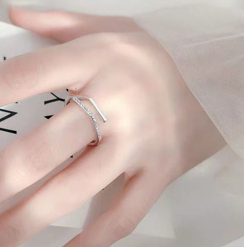 Ring Women's Small Fresh Geometric Diamond Set Polygonal Simple Open Finger Jewelry