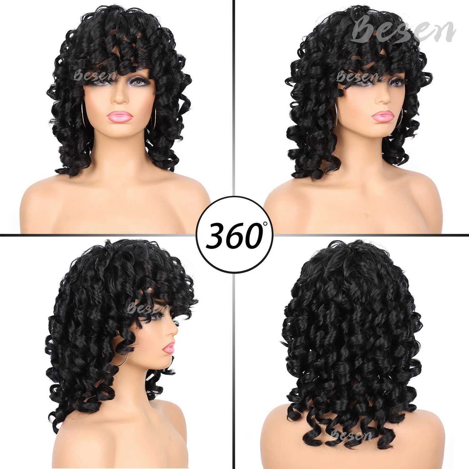 Synthetic Short Loose Curly Wigs for Black Women Afro Curly Wig for Women Fluffy Natural Wigs Half Wigs Soft Hair Black WigsXJ241008