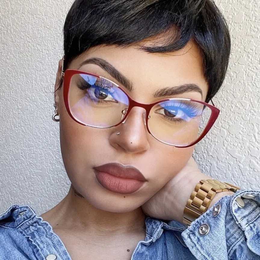 Fashion Women Anti Blue Glasses Cat Eye Glasses Frame Retro Hight Quality Luxury Computer EyeglassesX241008
