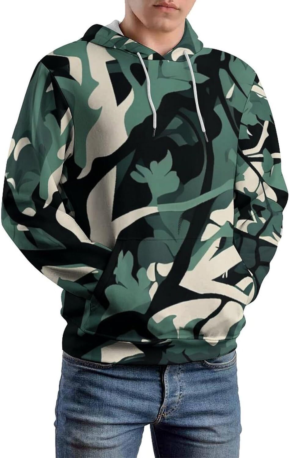 Hoodie for Mens Womens Mens Camo Hoodies, Camouflage Hooded Sweatshirts, 3D Print Hunting Fishing Costume Graphic Hoodies sweatshirt Pullover Long Sle