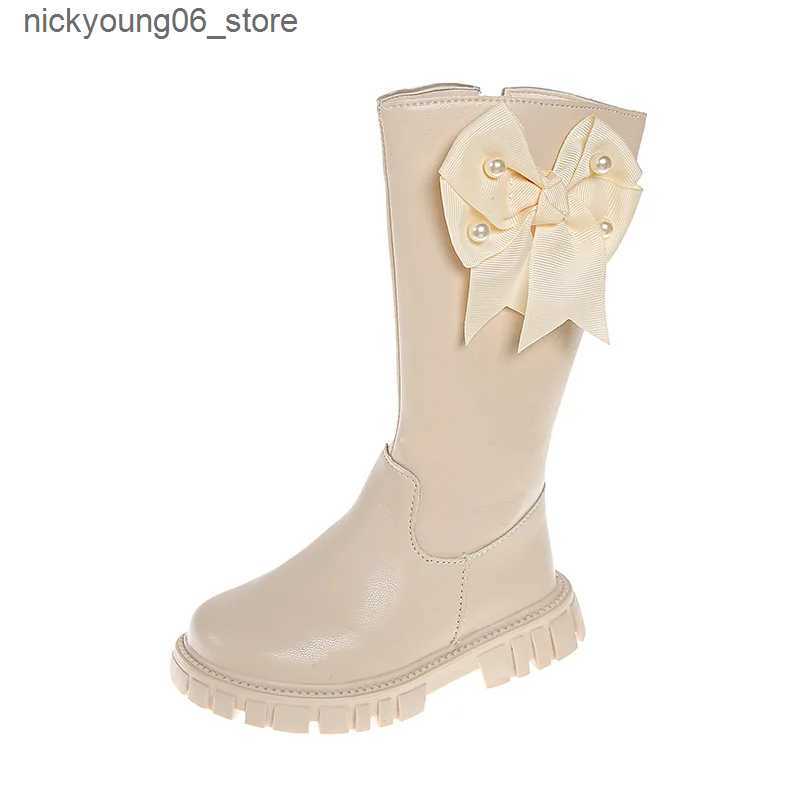 Boots Zapatos Nia Fashion Girls Boot 2023 Witer New Plush Girl Long Boot Warm High Boot Warm High Boot Princess Boot Kids Shoe Bota L240910