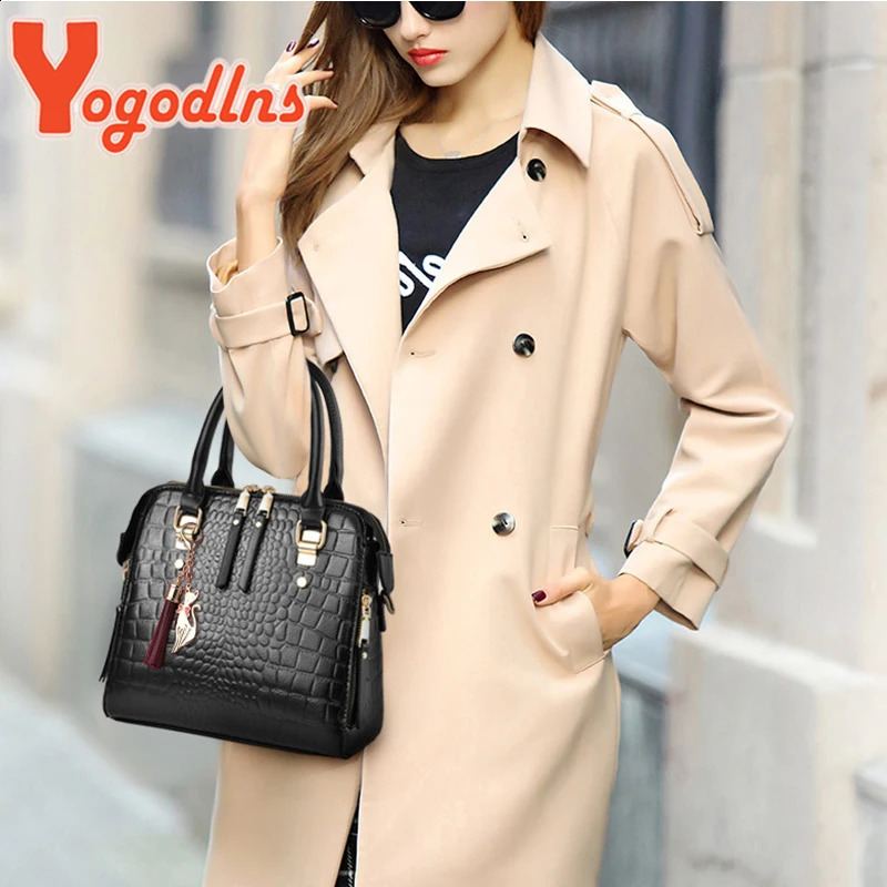Yogodlns y Pattern Handbag for Womens Winter PU Leather Tassel Shoulder Bag n Wallet w240926