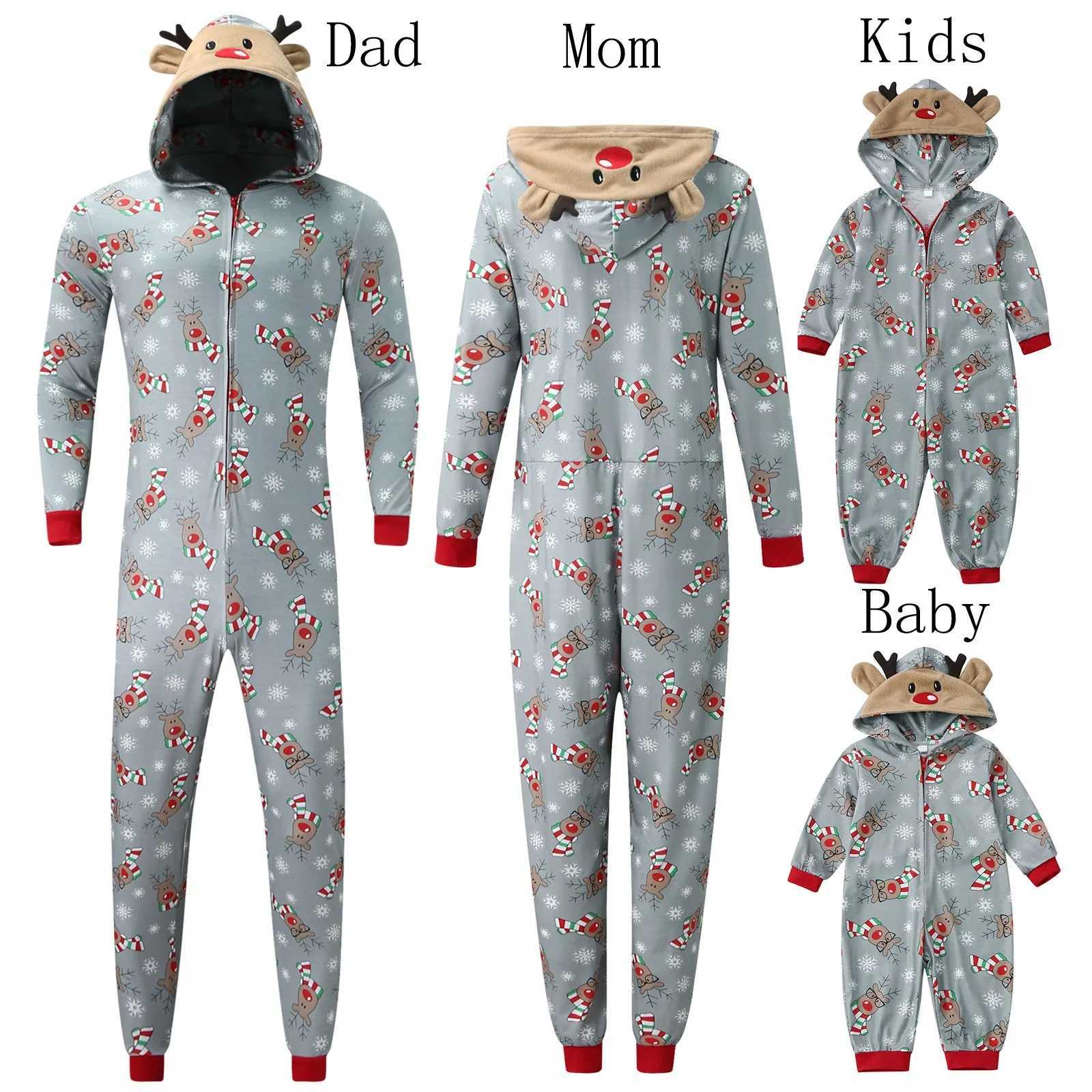 Christmas Family Costume Set Adult Deer Hoodie jumpsuit Family Pajama Santa Claus Pajama Family Costume W241008