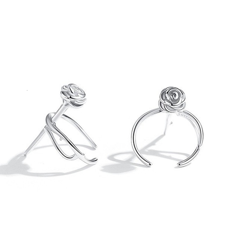 Pure sier needle without hole, clip with thorns, rose ear bone clip, earrings, female niche style