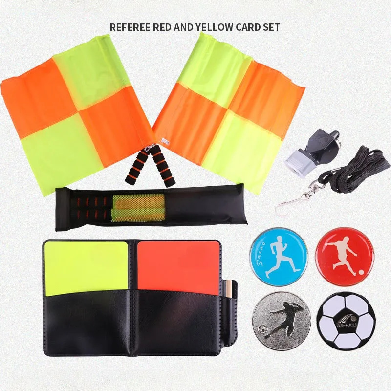 Football Reference Flag Coin Card Whistle Set Professional Sports Training Match Outdoor Survival Tools 241008