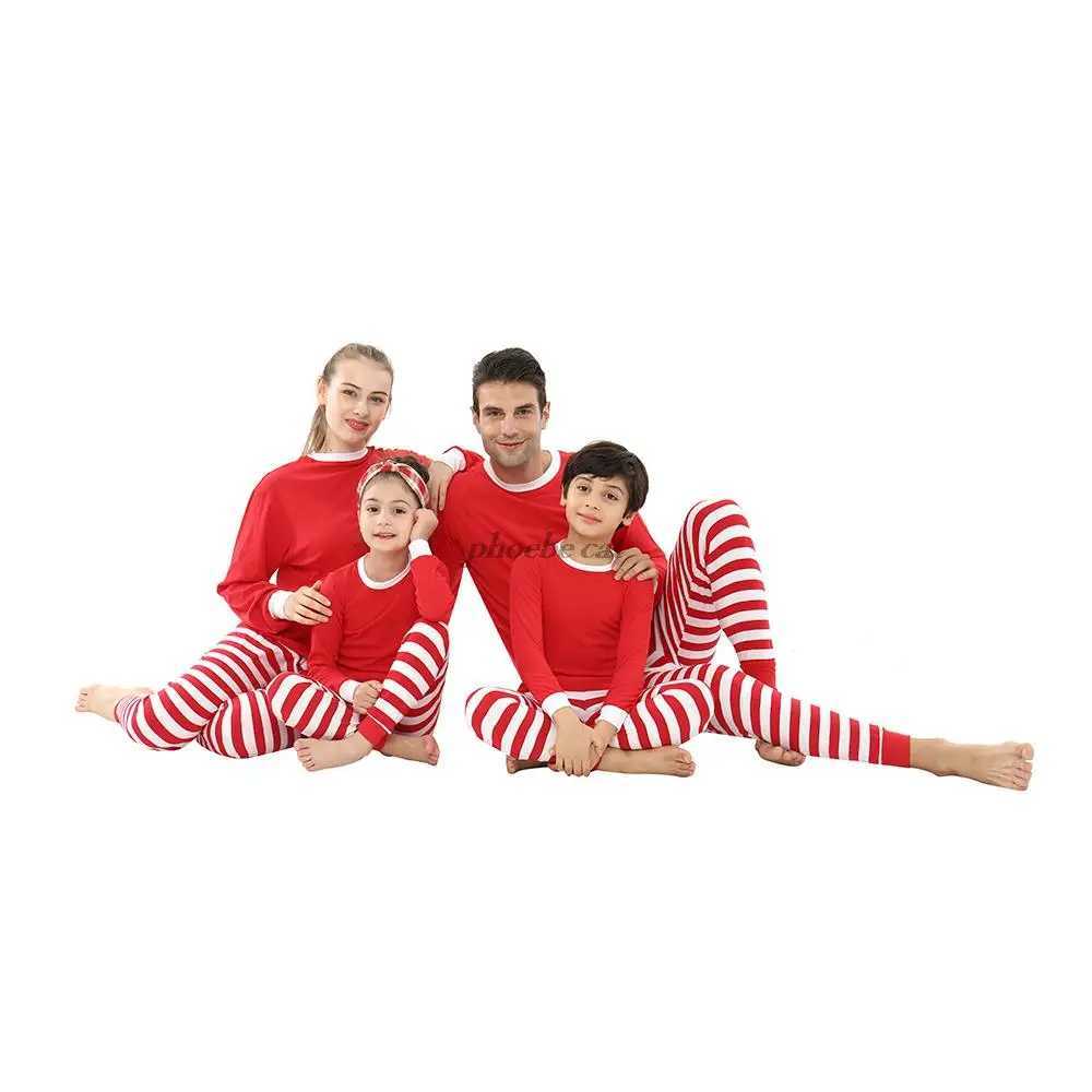 Baby Boy Clothes Christmas Family Matching Outfits Mother Kids Family Clothing Sets Red Full Sleeve Striped Pant Children PajamaXJ241008