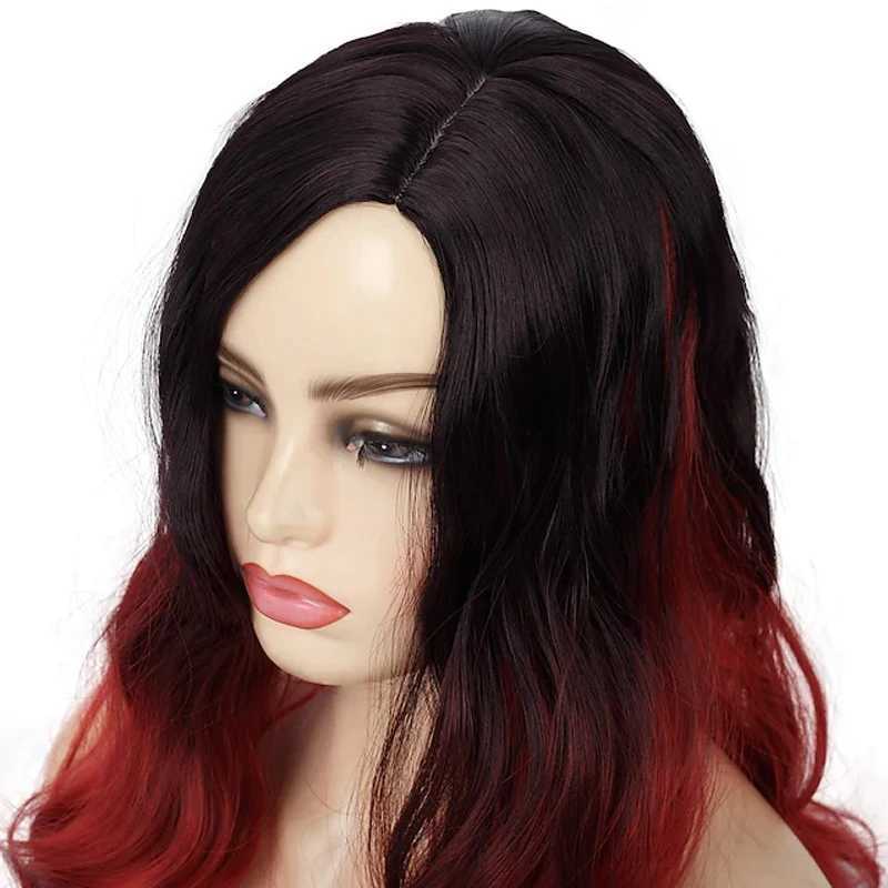 HAIRJOY Synthetic Heat Resistant Hair Black to Purple Ombre Women Long Wavy Wig for Party Costume HalloweenXJ241008
