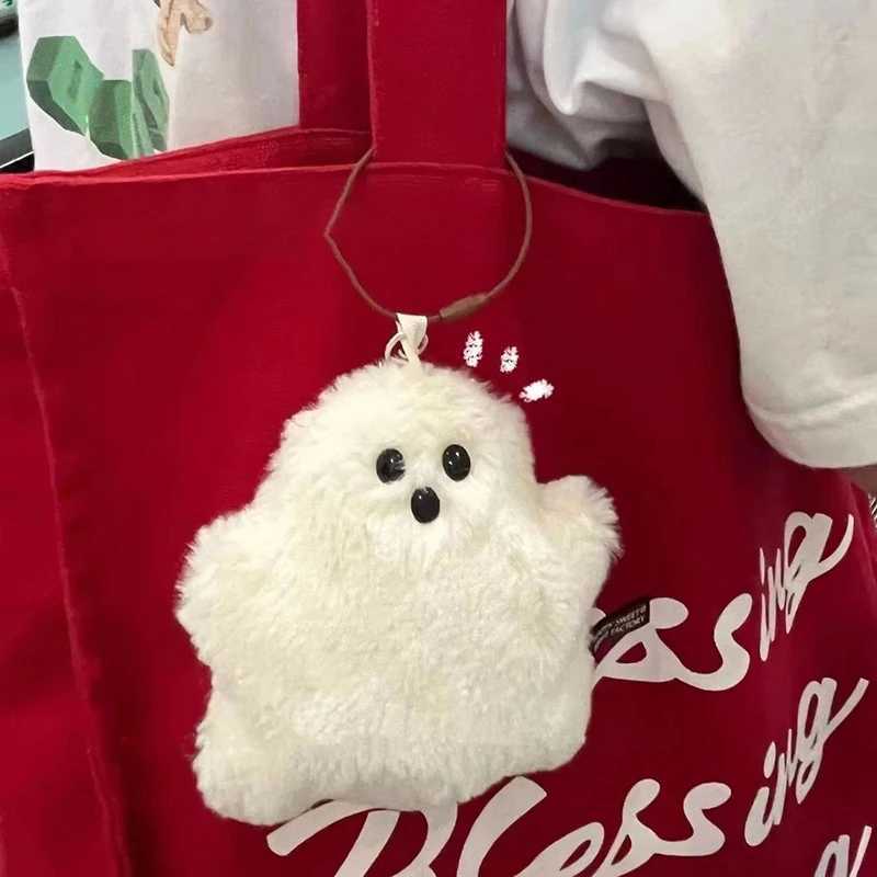Interesting White Ghost Keychain School Bag Pendant Cute Plush Bag Pendant ACCORIES Creative Doll Keychain Childrens GiftXJ250409