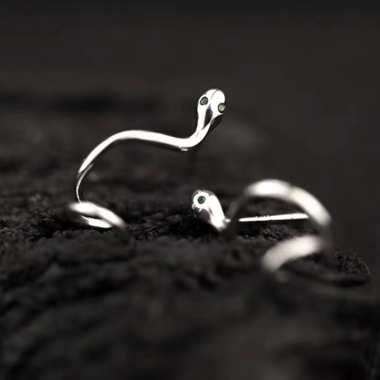 Pure sier needle snake shaped earrings for women, earrings, internet celebrity temperament, niche design, style new item