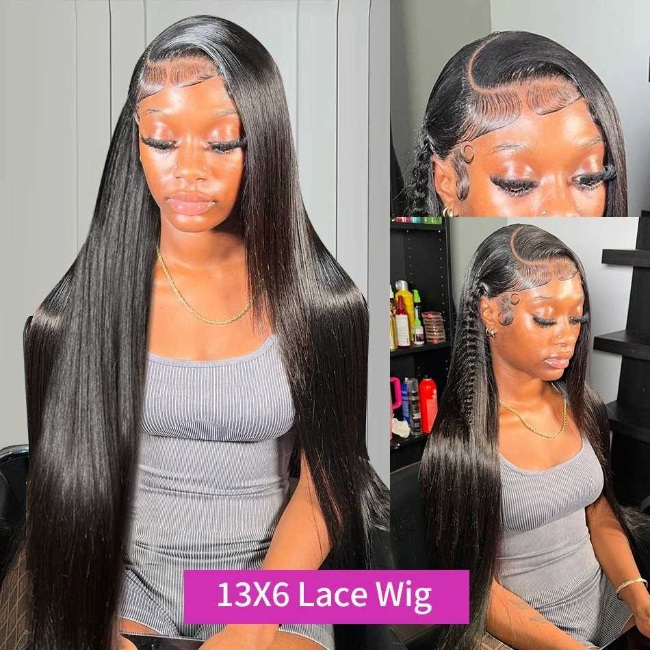 Brazilian 30 38 Inch Straight Lace Frontal Wig 13x4 13x6 Transparent HD Lace Front Wigs Human Hair Pre Plucked 5x5 Closure WigXJ241008