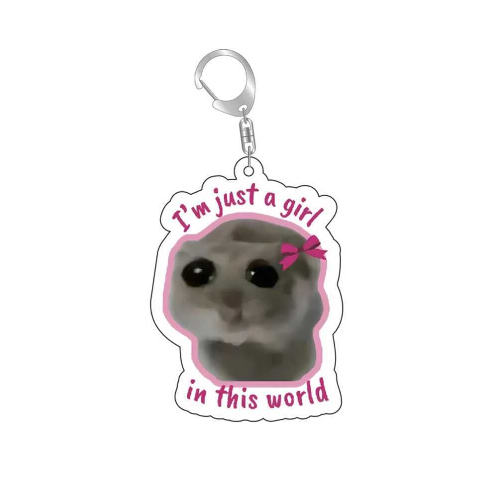 Acrylic Pink Bow Cute Sand Hamster Key Chain Keychains Ring Funny Pendant For Bag Accessories Jewelry Fans Gift Photo DecorationX241008