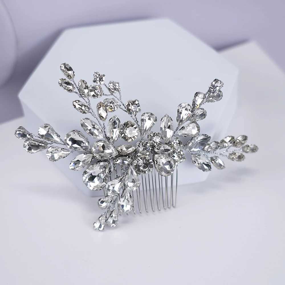 Bridal Wedding Crystal Hair Comb Silver Full Diamond Bridal Maid Handmade Hairpin Female Accessories W241007
