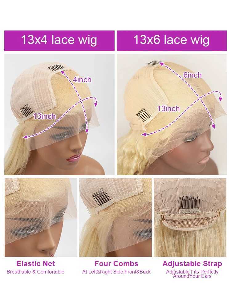 613 Transparent Hd Lace Front Human Hair Wig Curly 13x6 Honey Blonde Deep Wave Full Lace Frontal Wig Brazilian 40Inch 250DensityXJ241008