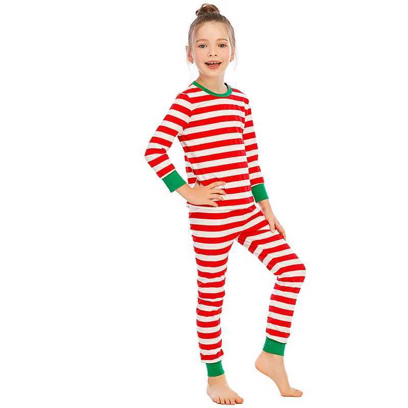 Red and White Striped Family Christmas Pajama Set Childrens Pajamas Mother Father Childrens Family Appearance Couples Pajamas W241008