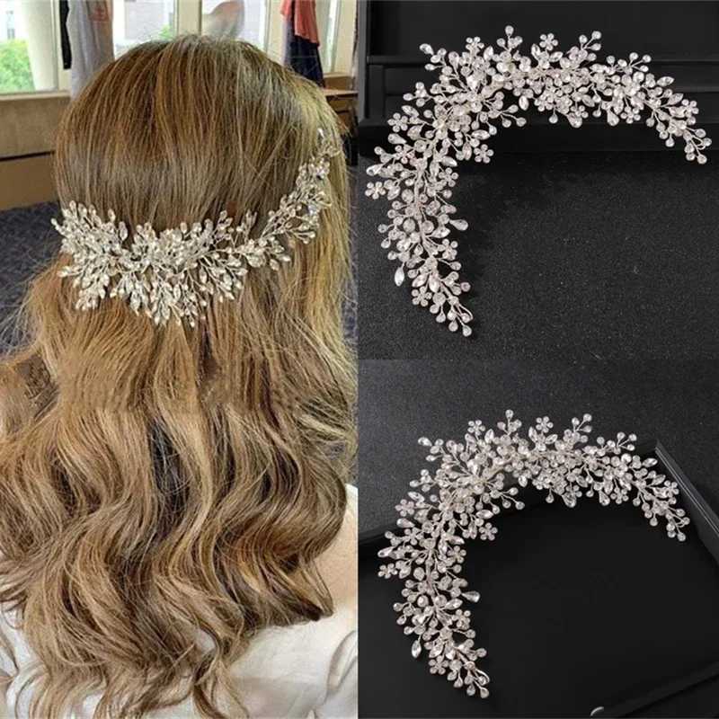 Crystal rhinestone bridal wedding headband Tiaras hair for female brides bridal wedding hair accessories jewelry band gifts W241007