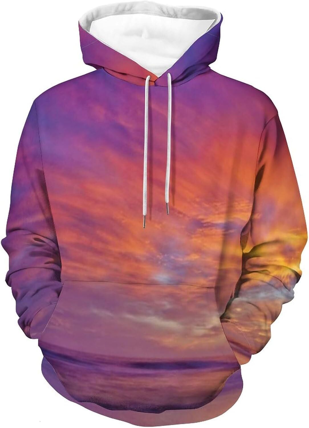 Hoodie for Mens Womens Mens Unisex Novelty Hoodies Yacht Sailing in the Sea at Sunset Distant Hills Seaside Sun Hooded Sweatshirt Graphic Hoodies swea