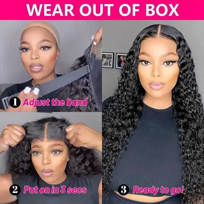 Easy Go Glueless Wig 5x5 Deep Wave Lace Closure Wigs Human Hair Pre Plucked Pre Cut 180% Density 6x4 Glueless Wigs For WomenXJ241008